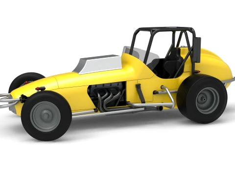 Coche Dirt Silver Crown Champ mientras gira Versi&oacute;n 2 Escala 1 a 25 Modelo de impresión 3D