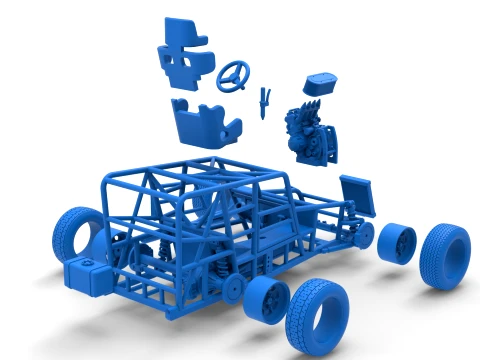 Dwarf car Base Version 1 Scale 1 to 25 3D Print Model