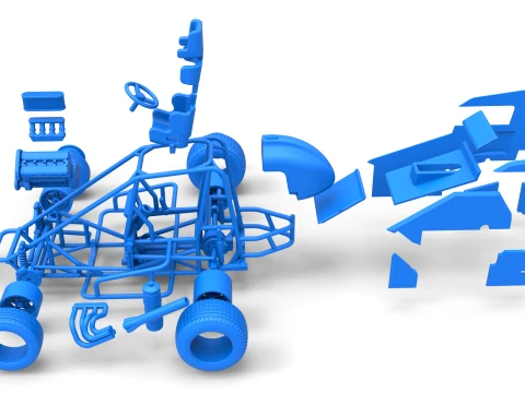 Midget car Scale 1 to 25 3D Print Model