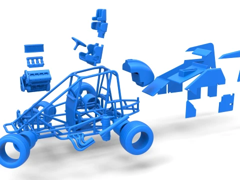 Midget car while turning Scale 1 to 25 3D Print Model