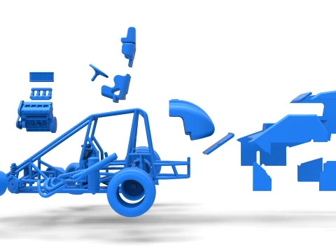 Midget car while turning Scale 1 to 25 3D Print Model