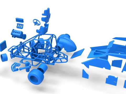 Midget car while turning Scale 1 to 25 3D Print Model