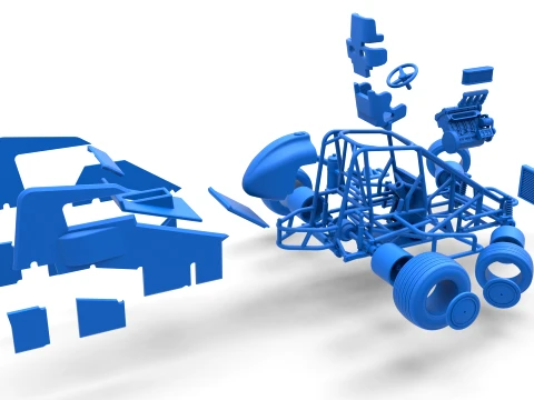 Midget car while turning Scale 1 to 25 3D Print Model