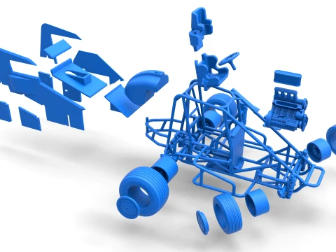 Midget car while turning Scale 1 to 25 3D Print Model