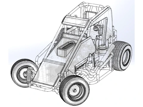 Midget car while turning Scale 1 to 25 3D Print Model