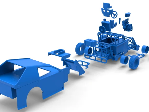 Mod Lite Race car Version 1 Scale 1 to 25 3D Print Model