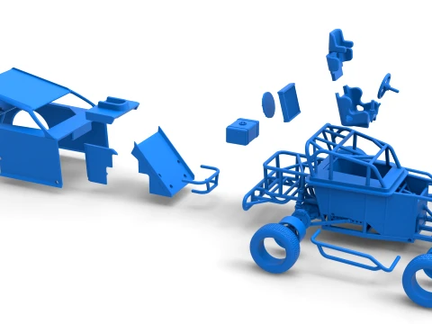 Mod Lite Race car Version 1 Scale 1 to 25 3D Print Model