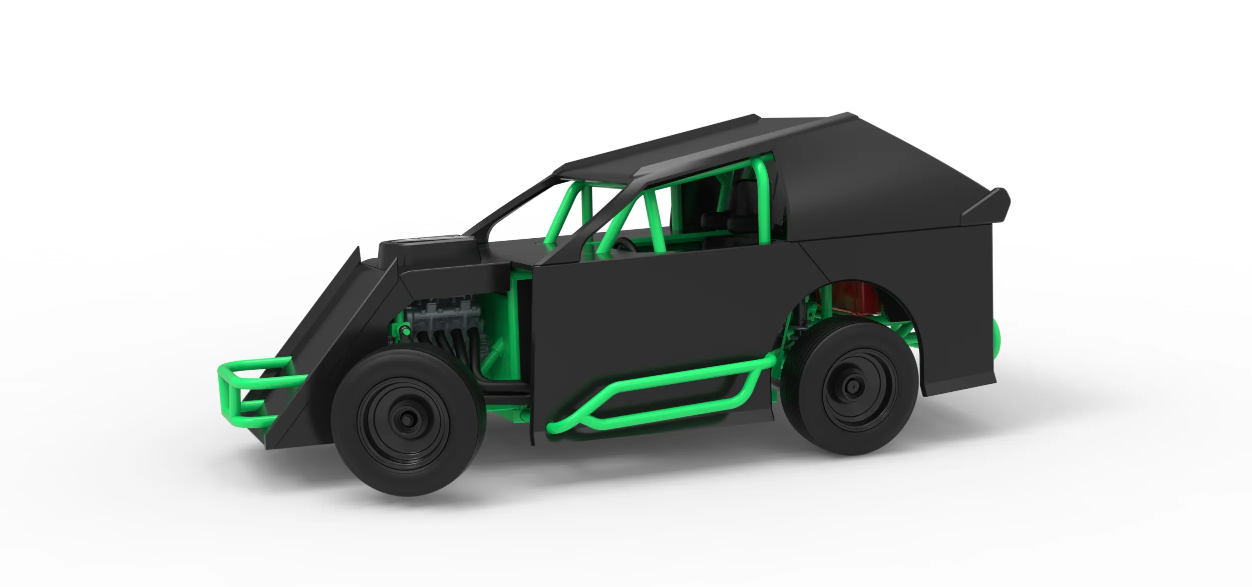 Mod Lite Race car while turning Version 1 Scale 1 to 25 3D Print Model .c4d .max .obj .3ds .fbx .stl .blend