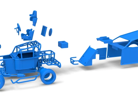 Mod Lite Race car while turning Version 1 Scale 1 to 25 3D Print Model