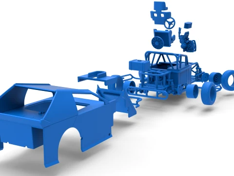 Mod Lite Race car while turning Version 1 Scale 1 to 25 3D Print Model