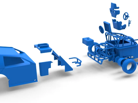 Mod Lite Race car while turning Version 1 Scale 1 to 25 3D Print Model