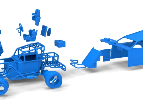 Mod Lite Race car while turning Version 2 Scale 1 to 25 3D Print Model