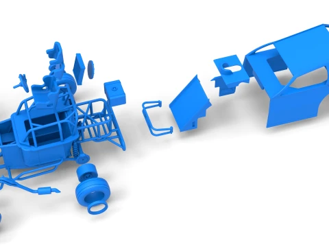 Mod Lite Race car while turning Version 2 Scale 1 to 25 3D Print Model