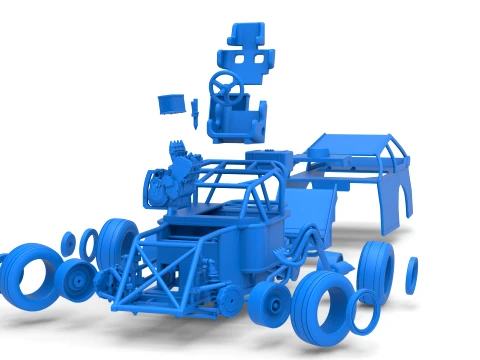 Mod Lite Race car while turning Version 2 Scale 1 to 25 3D Print Model
