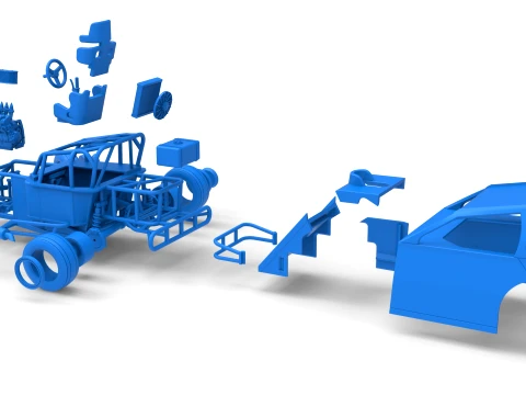 Mod Lite Race car while turning Version 2 Scale 1 to 25 3D Print Model