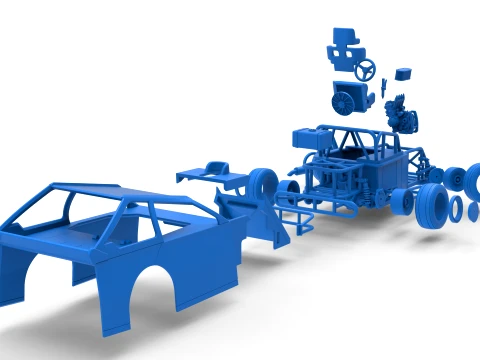 Mod Lite Race car while turning Version 2 Scale 1 to 25 3D Print Model