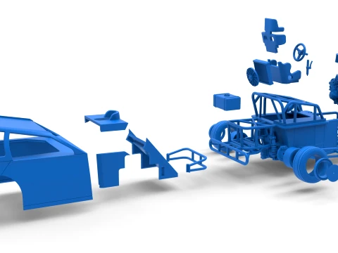 Mod Lite Race car while turning Version 2 Scale 1 to 25 3D Print Model