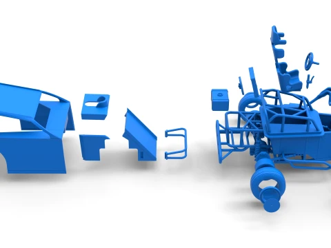 Mod Lite Race car while turning Version 2 Scale 1 to 25 3D Print Model