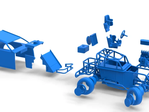 Mod Lite Race car while turning Version 2 Scale 1 to 25 3D Print Model