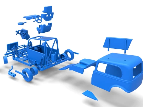 New Zealand Ministock car while turning Version 1 Scale 1 to 25 3D Print Model