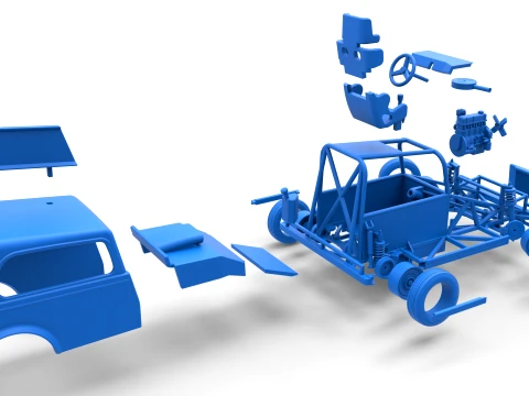 New Zealand Ministock car while turning Version 1 Scale 1 to 25 3D Print Model