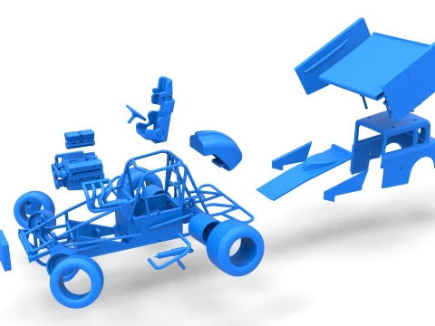 New Zealand Modified stock car while turning Version 1 Scale 1 to 25 3D Print Model