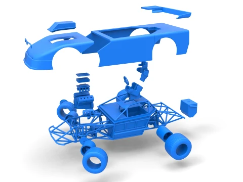 New Zealand Super Saloon race car while turning Version 2 Scale 1 to 25 3D Print Model