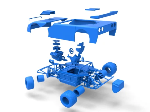 New Zealand Super Saloon race car while turning Version 2 Scale 1 to 25 3D Print Model