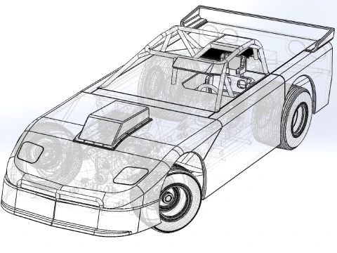 New Zealand Super Saloon race car while turning Version 2 Scale 1 to 25 3D Print Model