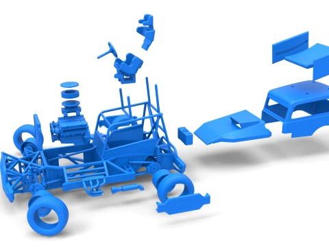 New Zealand Superstock car while turning Version 1 Scale 1 to 25 3D Print Model