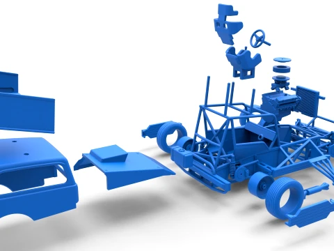 New Zealand Superstock car while turning Version 1 Scale 1 to 25 3D Print Model