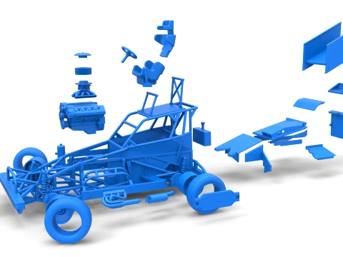 New Zealand Superstock car while turning Version 4 Scale 1 to 25 3D Print Model