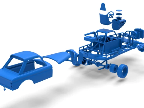 New Zealand Vintage Stock car while turning Scale 1 to 25 3D Print Model