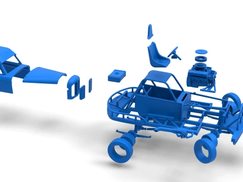 New Zealand Vintage Stock car while turning Scale 1 to 25 3D Print Model