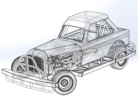 New Zealand Vintage Stock car while turning Scale 1 to 25 3D Print Model