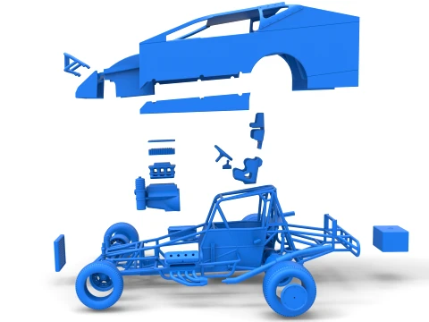Northeast Dirt Modified stock car Version 1 Scale 1 to 25 3D Print Model