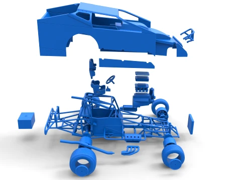 Northeast Dirt Modified stock car Version 1 Scale 1 to 25 3D Print Model