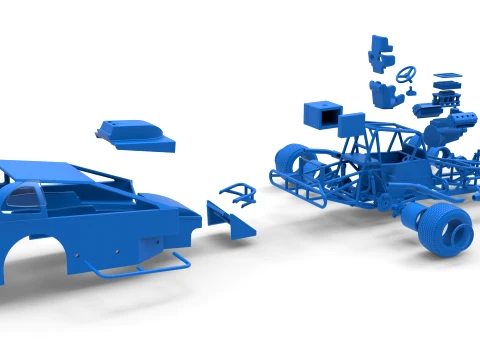 Northeast Dirt Modified stock car Version 2 Scale 1 to 25 3D Print Model