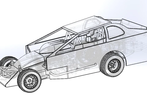 Northeast Dirt Modified stock car Version 2 Scale 1 to 25 3D Print Model