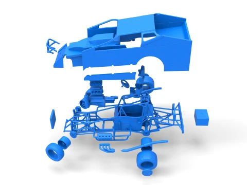 Northeast Dirt Modified stock car while turning Version 1 Scale 1 to 25 3D Print Model