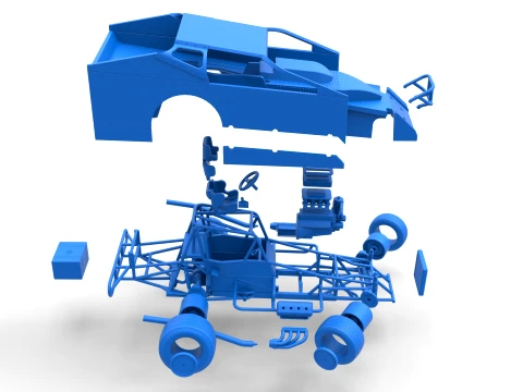 Northeast Dirt Modified stock car while turning Version 1 Scale 1 to 25 3D Print Model