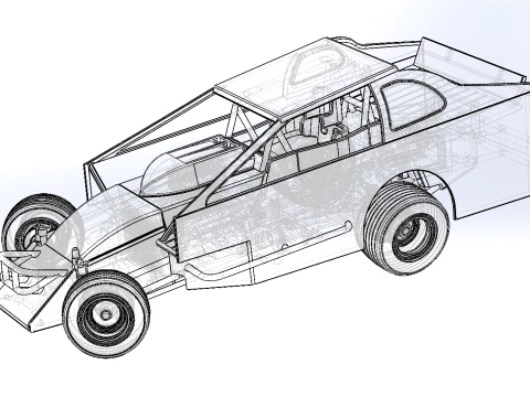 Northeast Dirt Modified stock car while turning Version 2 Scale 1 to 25 3D Print Model