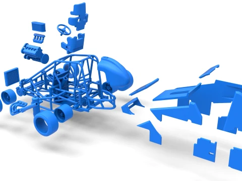 Pavement Midget car Scale 1 to 25 3D Print Model
