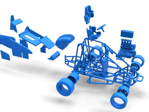Pavement Midget car Scale 1 to 25 3D Print Model