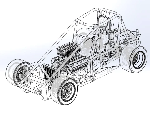 Pavement Sprint car Base Scale 1 to 25 3D Print Model
