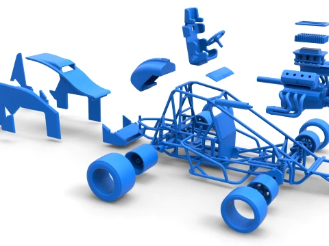 Pavement Sprint car Version 1 Scale 1 to 25 3D Print Model
