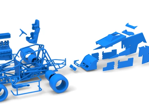Pavement Sprint car Version 2 Scale 1 to 25 3D Print Model