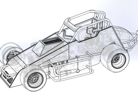 Pavement Sprint car Version 2 Scale 1 to 25 3D Print Model