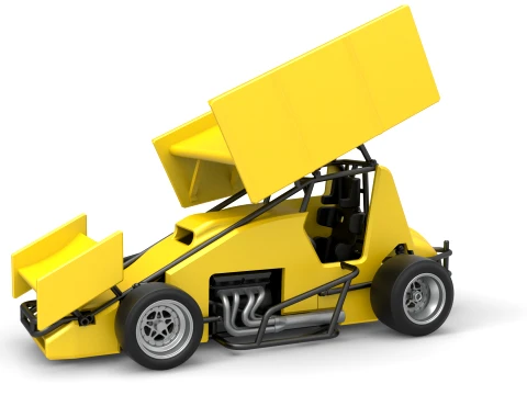 Pavement Winged Sprint car Scale 1 to 25 3D Print Model