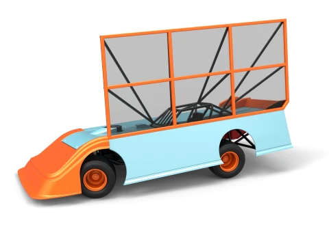 Super Dirt Late model with side wing while turning Scale 1 to 25 3D printmodel
